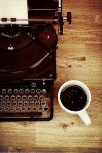 typewriter and coffe