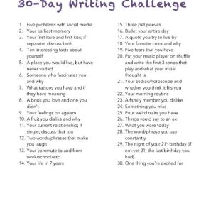 30 Day Writing&nbsp;Challenge